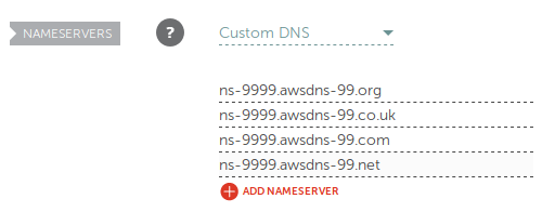 Namecheap’s Custom DNS settings.