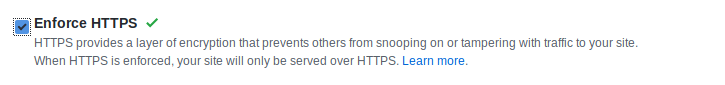 Enforce HTTPS checkbox