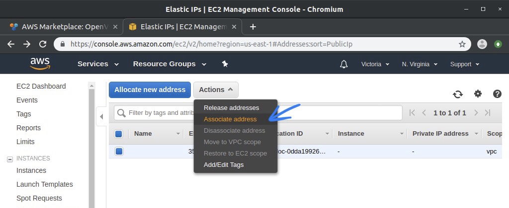 Associate elastic IP