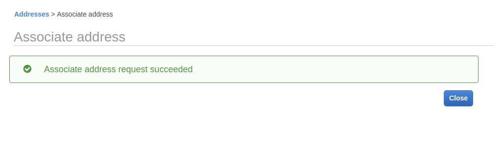 Associate elastic IP success message