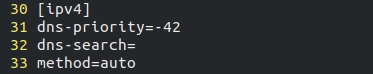 Connection settings for ipv4