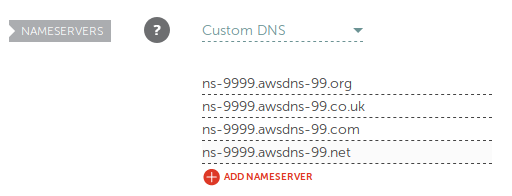 Namecheap&rsquo;s Custom DNS settings.